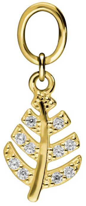 18 carat gold pendant for clickers CRYSTAL LEAF