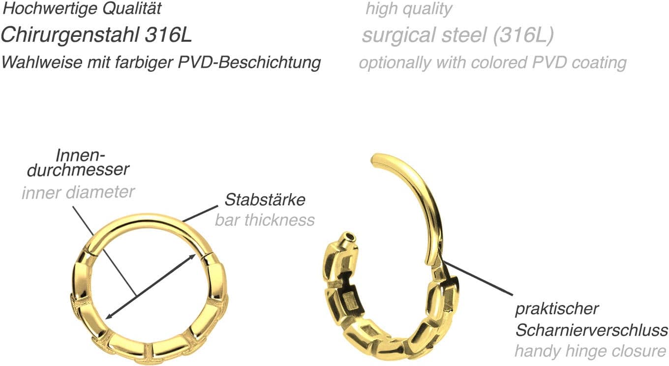 Surgical steel segment ring clicker CHAIN DESIGN