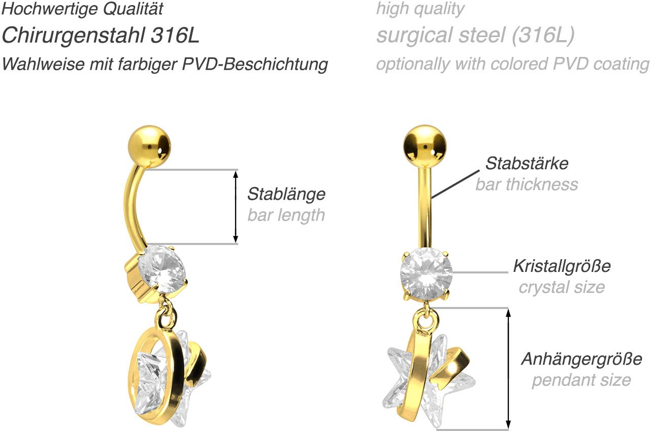 Surgical steel bananabell CRYSTAL STAR