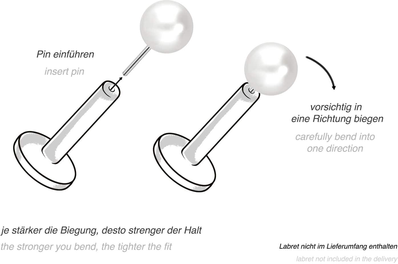 Titan Aufsatz mit Push Pin SYNTHETISCHE PERLE