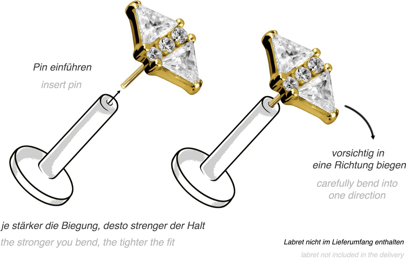 Titanium attachment with push pin CRYSTAL RHOMBUS