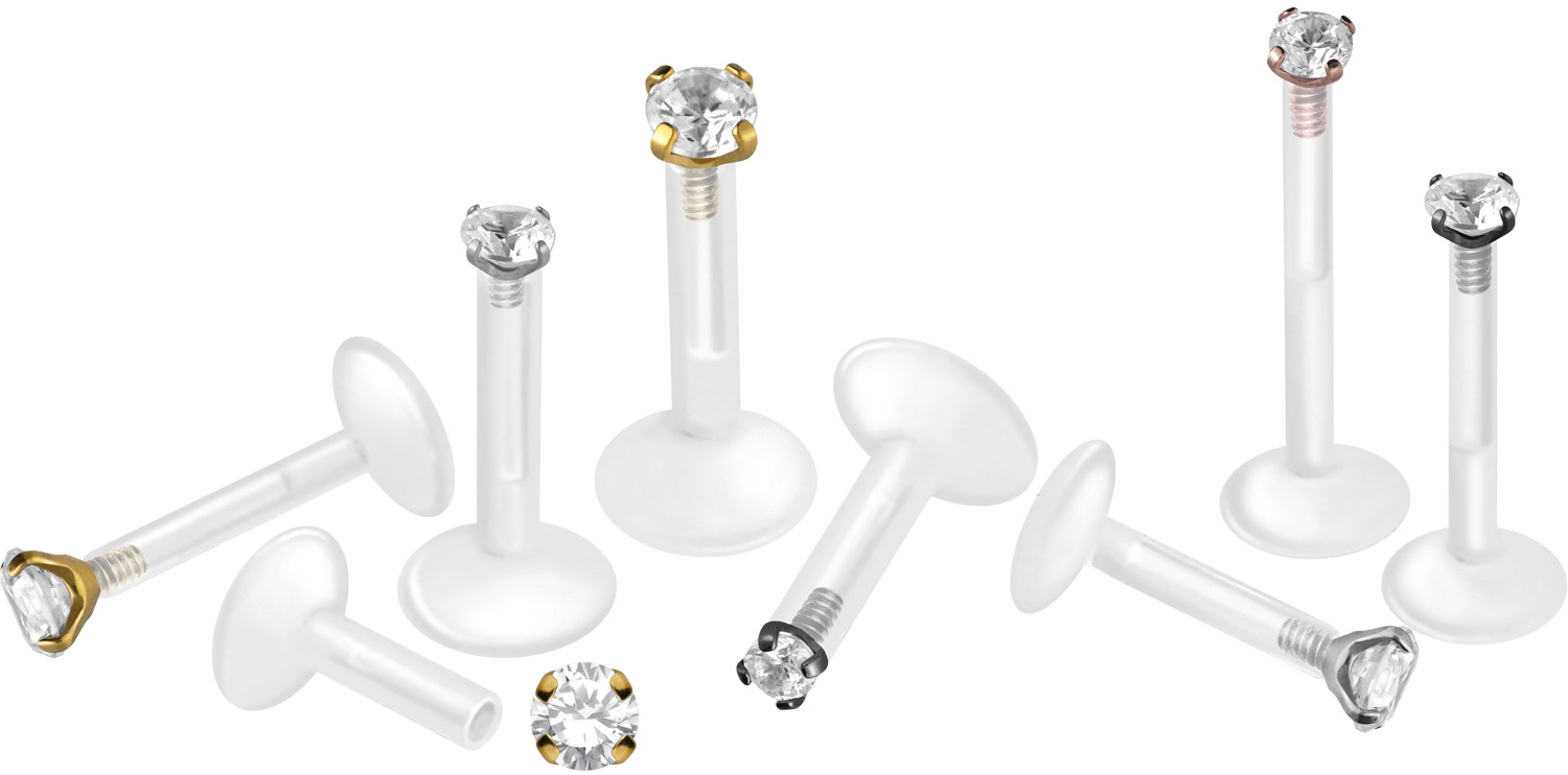 PTFE labret with internal thread + titanium attachment SETTED CRYSTAL