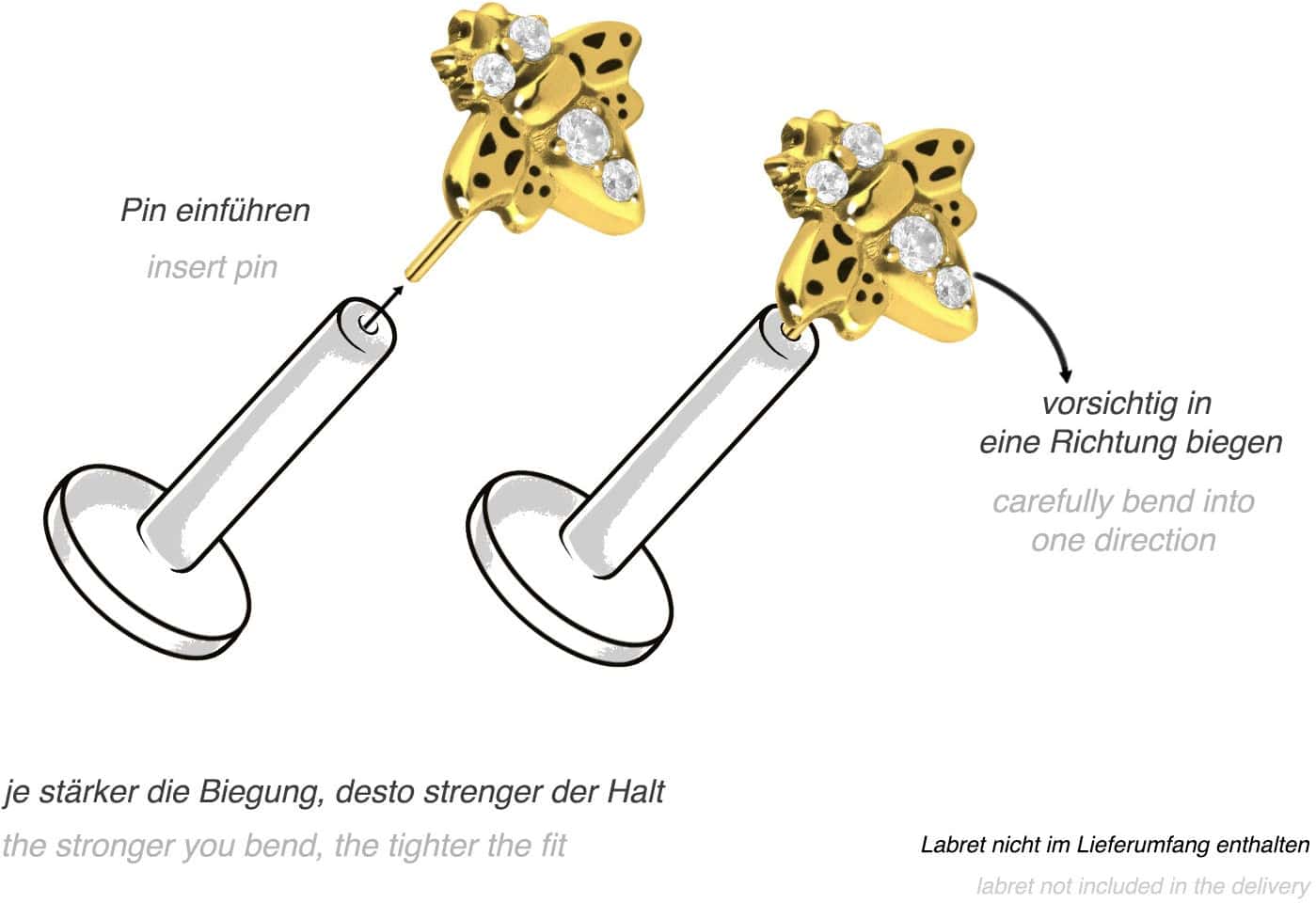 Titan Aufsatz mit Push Pin BIENE + KRISTALLE