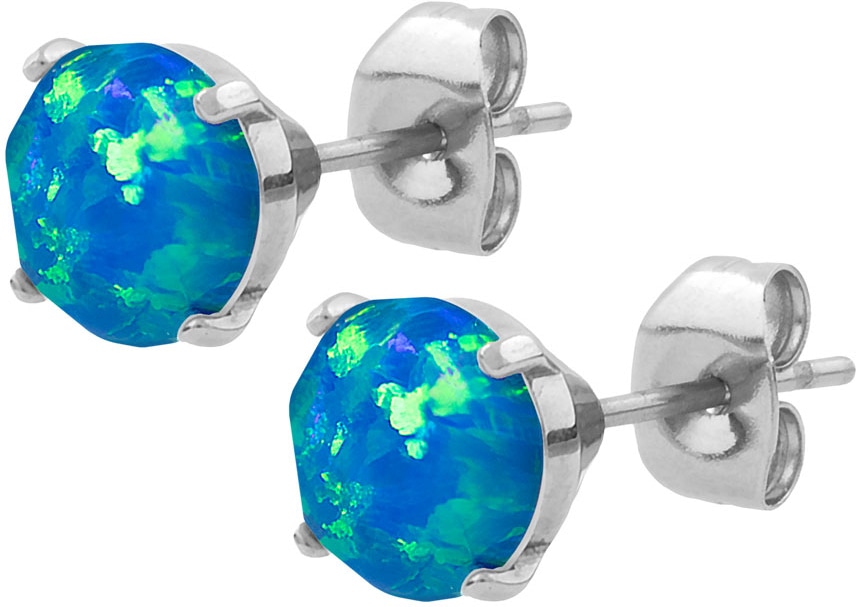 Surgical steel ear studs SYNTHETIC OPAL