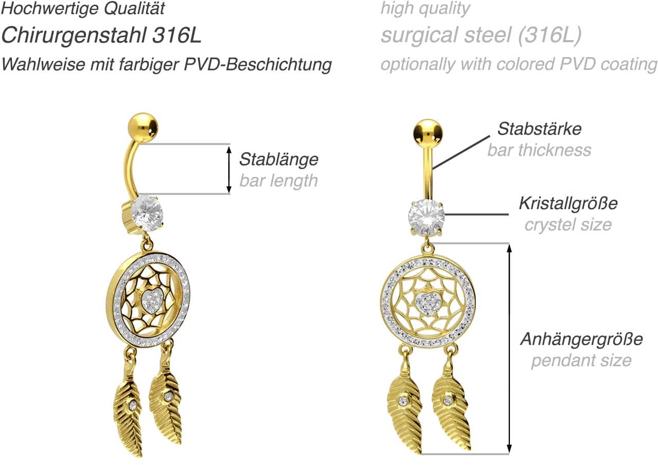 Surgical steel bananabell DREAM CATCHER + HEART