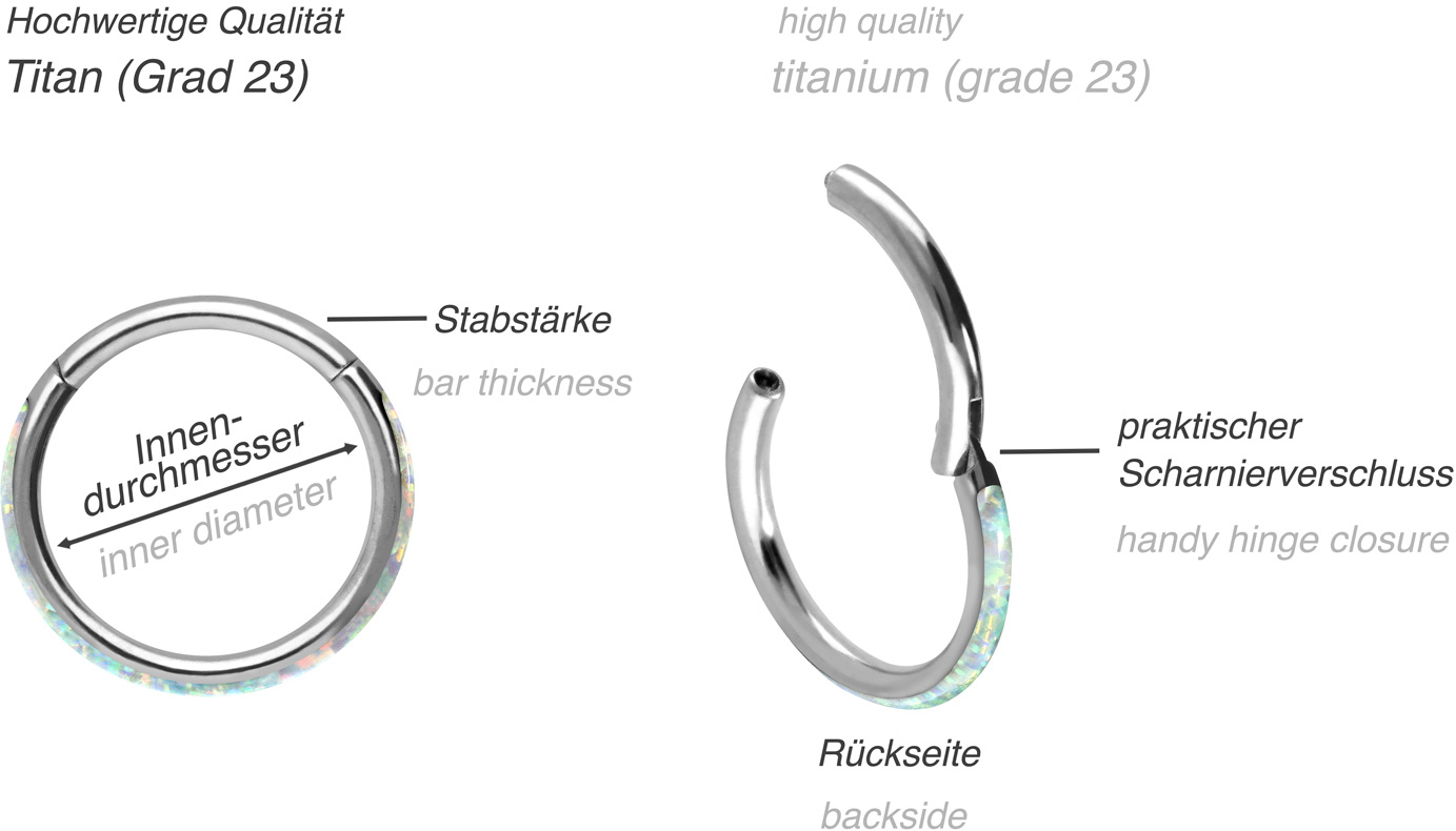 Titanium segment ring clicker SYNTHETIC OPAL