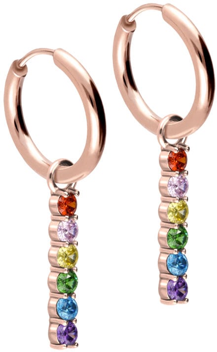 Surgical steel ear clicker creoles MULTICOLORED CRYSTAL BAR