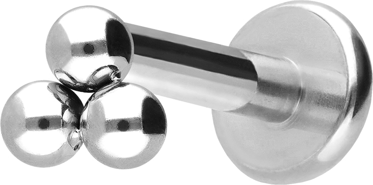 Titanium labret with internal thread 3 BALLS