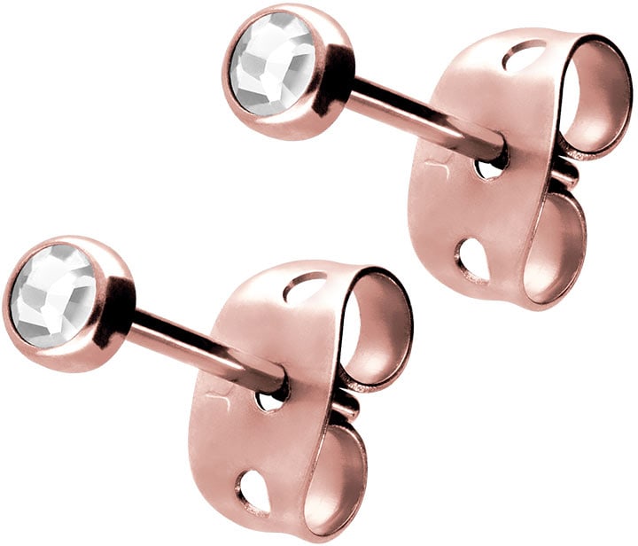 Titanium ear studs FLAT CRYSTAL