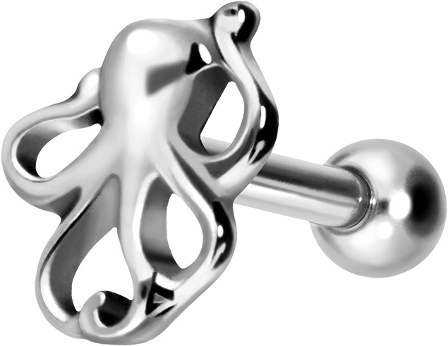 Titan Ohrpiercing mit Innengewinde OKTOPUS