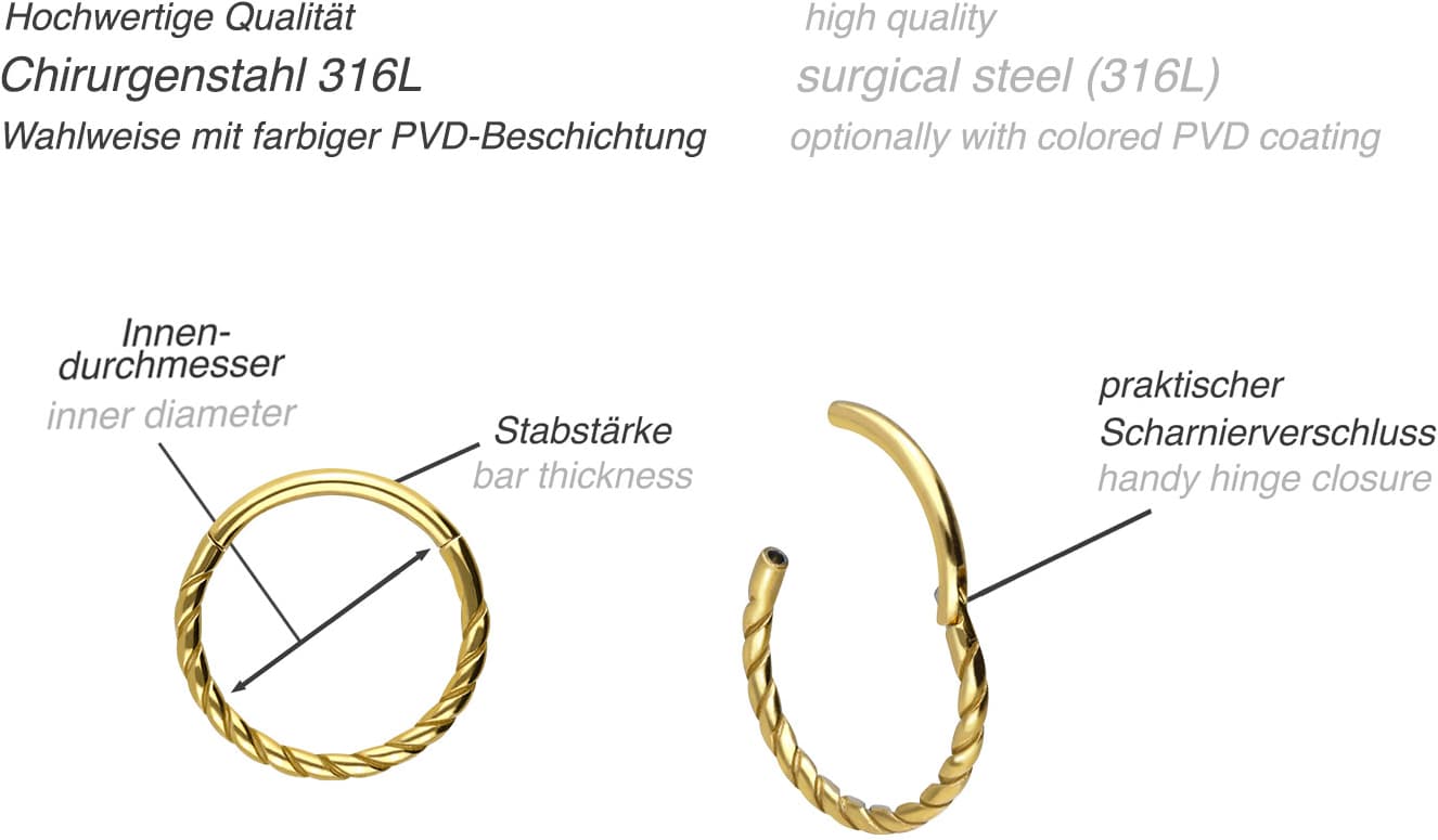 Surgical steel segment ring clicker TWISTED