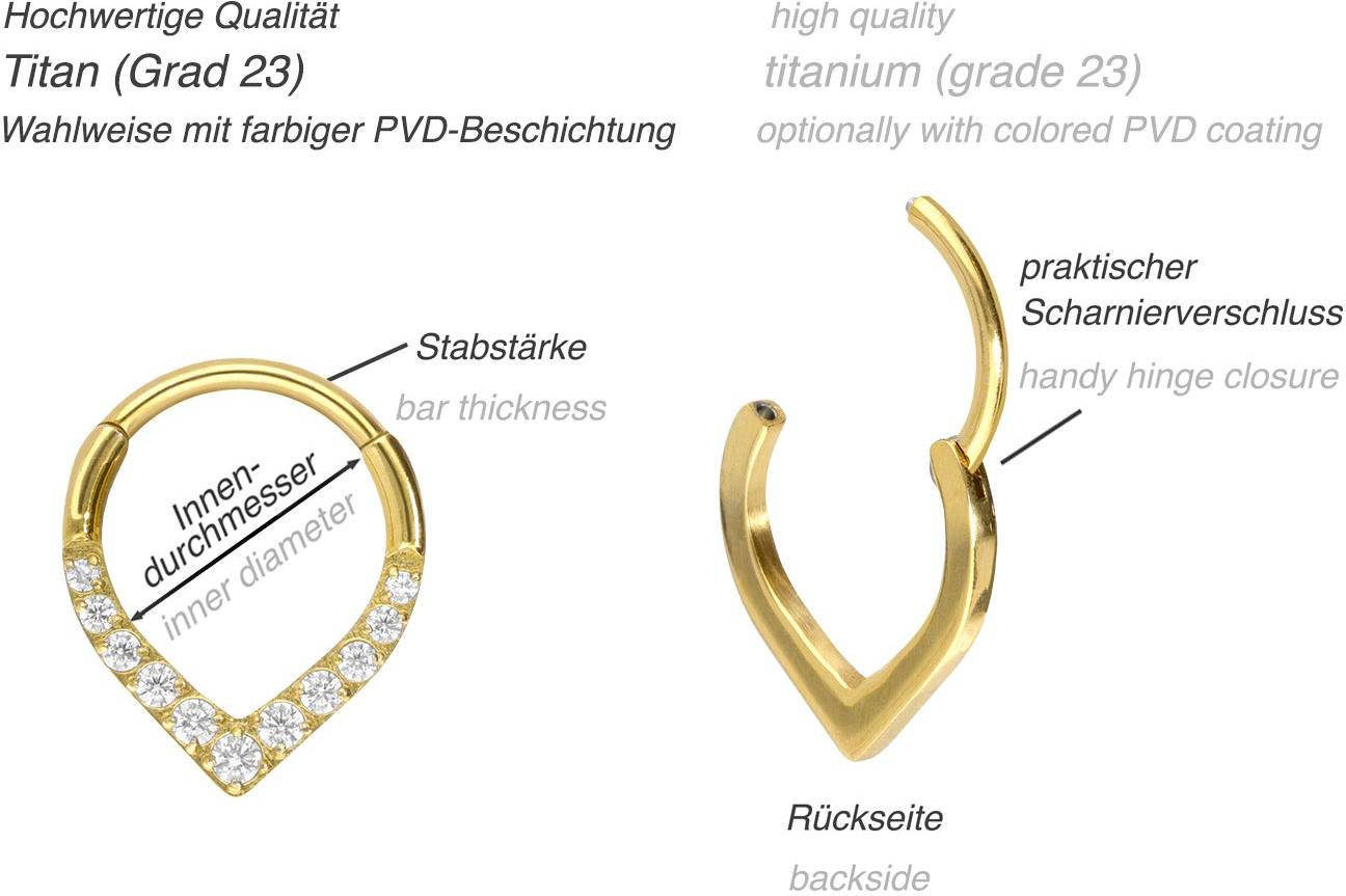 Titan Segmentring Clicker SPITZ + 11 EINGEFASSTE KRISTALLE