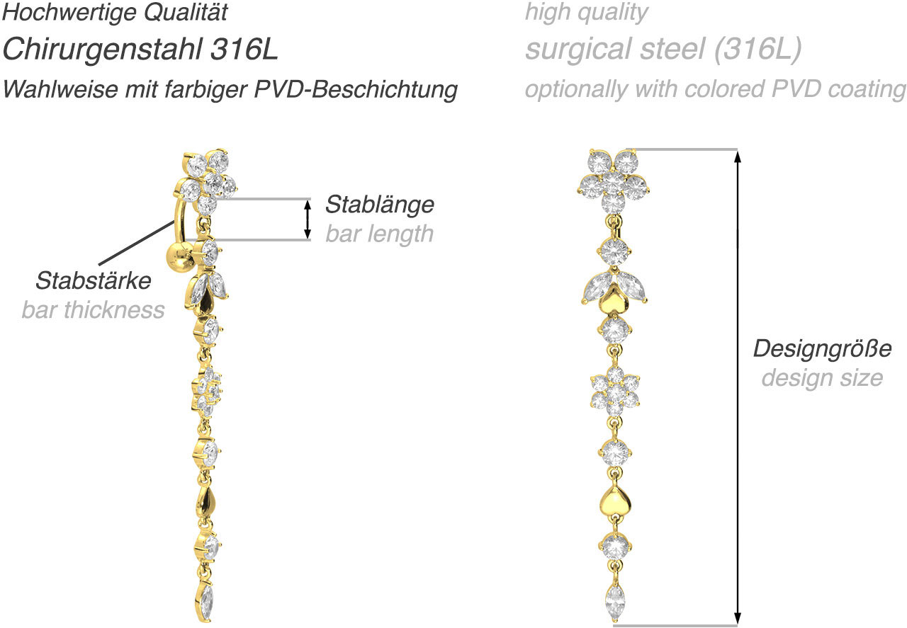 Surgical steel bananabell FLOWER TENDRIL