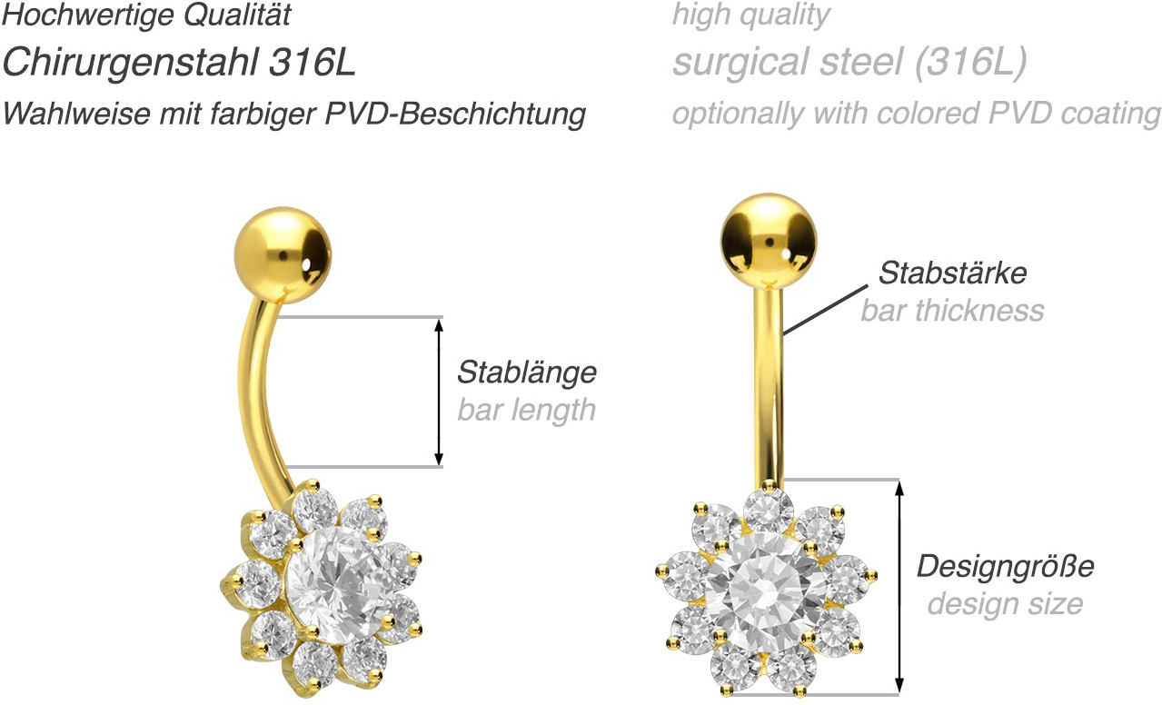 Surgical steel bananabell CRYSTAL FLOWER