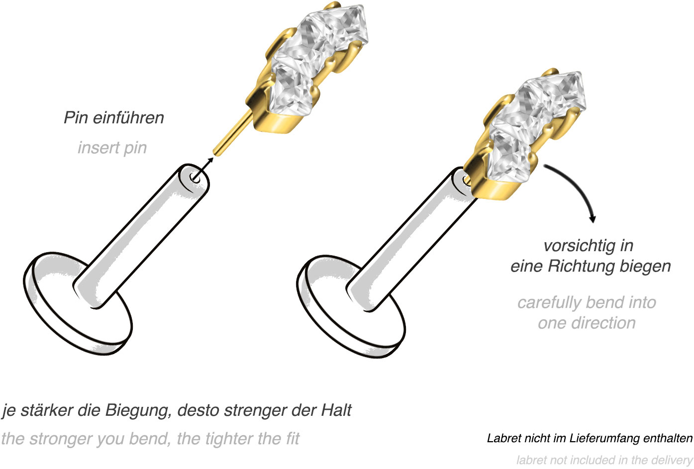 Titan Aufsatz mit Push Pin EINGEFASSTE KRISTALLTRAPEZE