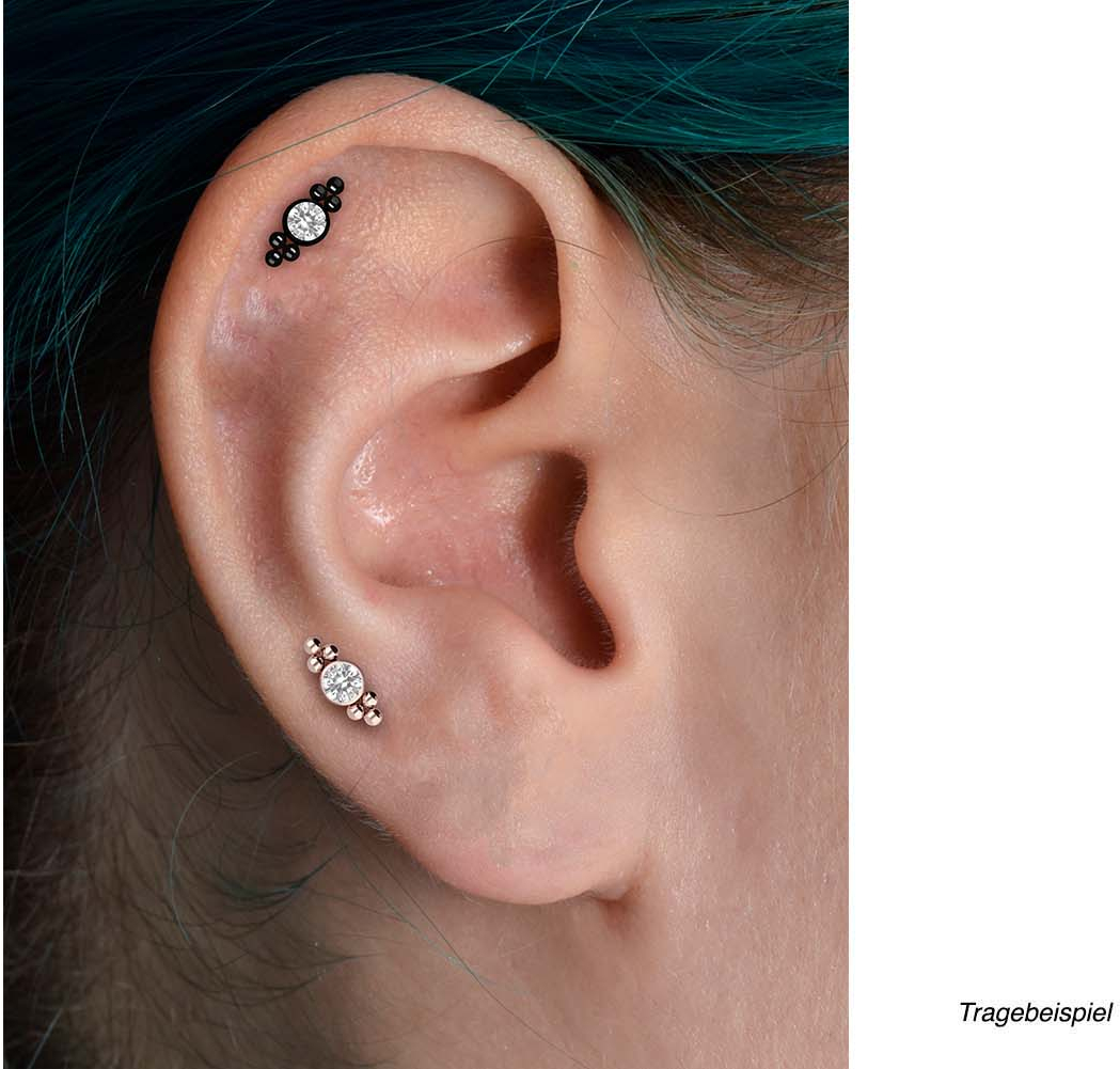 Surgical steel ear piercing CRYSTAL + BALLS