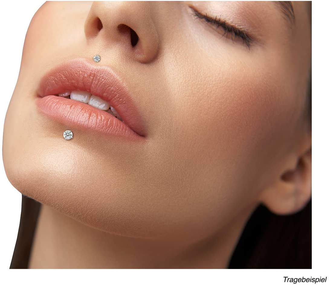 PTFE Labret mit Innengewinde + Titan-Aufsatz EINGEFASSTER KRISTALL