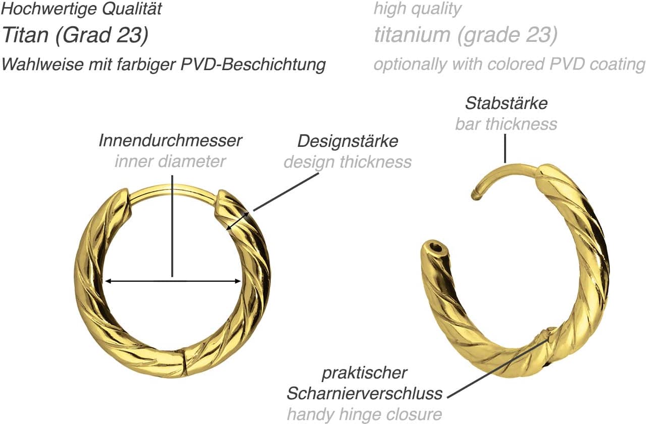 Titanium ear clicker creoles TWISTED