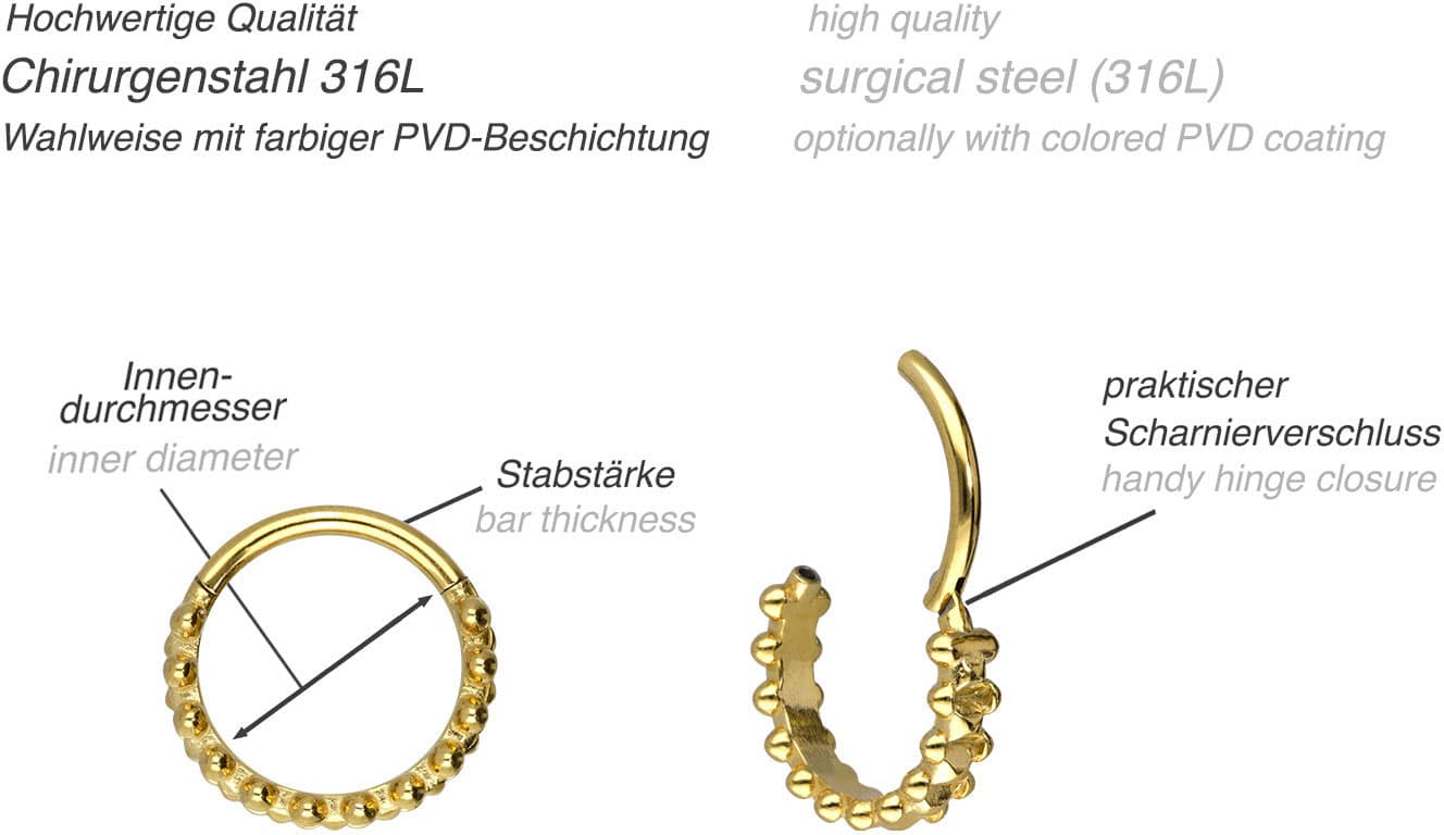 Surgical steel segment ring clicker BACKBONE