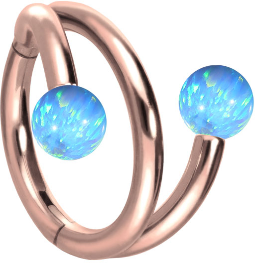 Titanium segment ring clicker with internal thread 3 RINGS + 2 SYNTHETIC OPALS