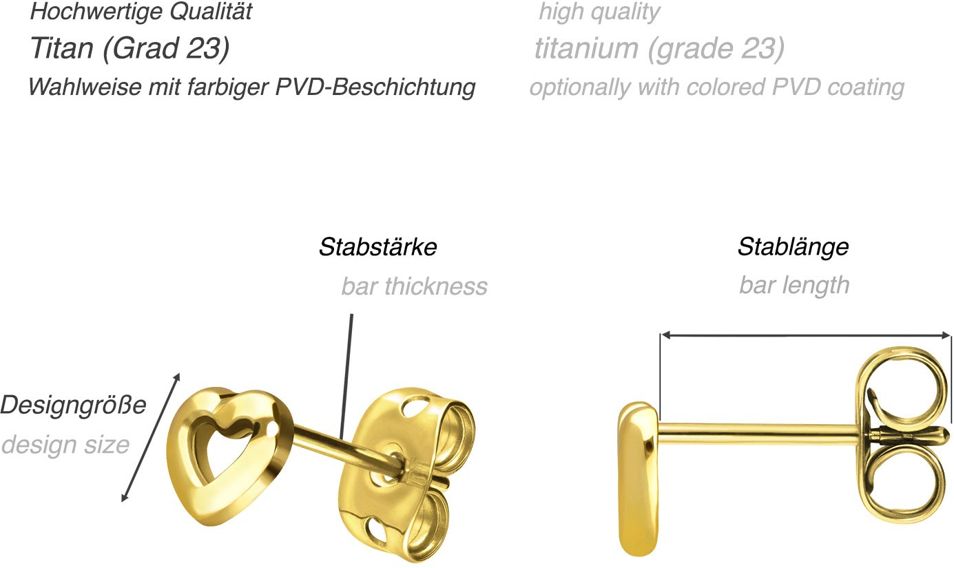 Titanium ear studs HEART