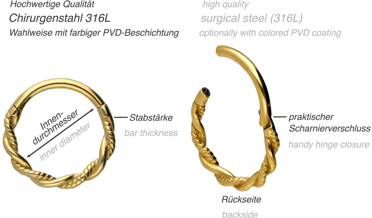 Chirurgenstahl Segmentring Clicker DOPPELT GEDREHT