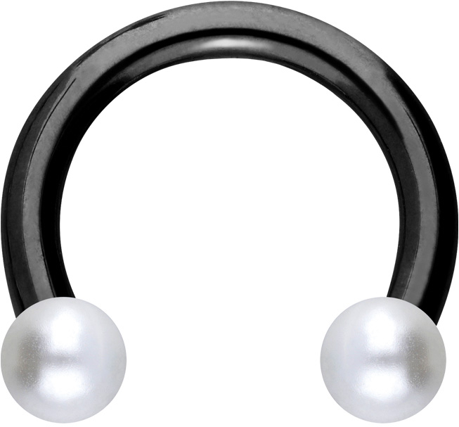 Titanium circular barbell SYNTHETIC PEARLS