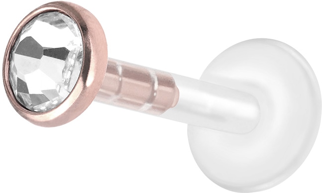 PMFK Labret mit Plug-in System + Chirurgenstahl-Aufsatz FLACHER KRISTALL