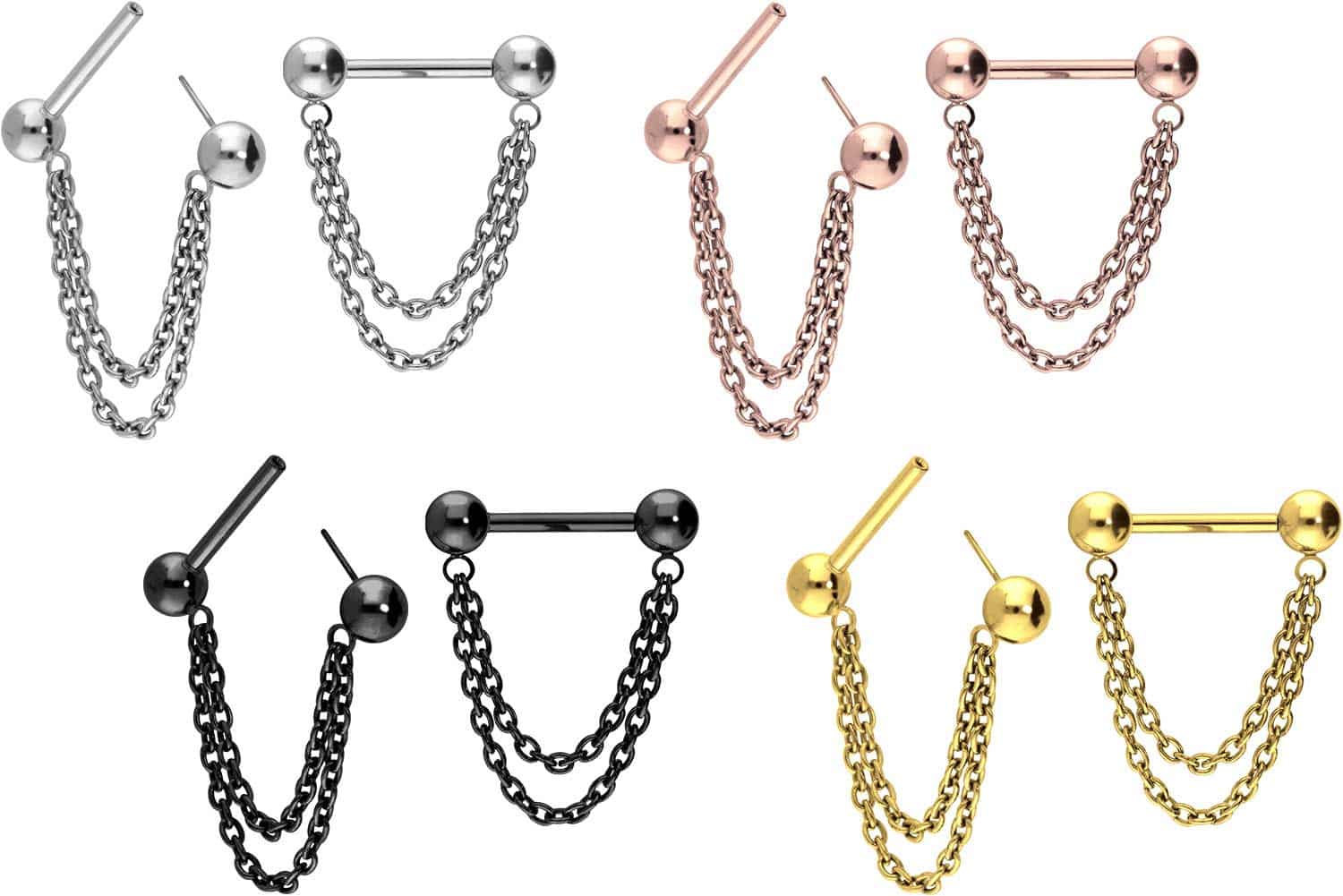 Titanium barbell with push fit 2 CHAINS