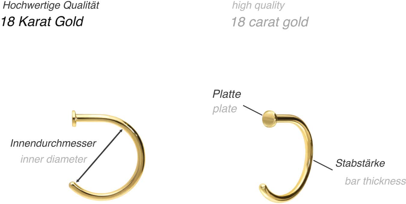 18 Karat Gold Nasenring offen PLATTE