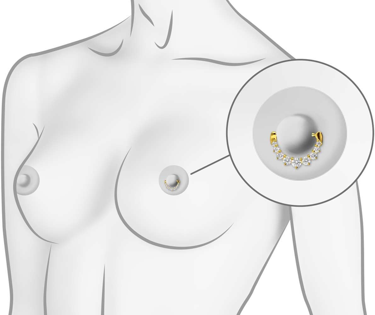 Surgical steel nipple piercing clicker 9 CRYSTALS