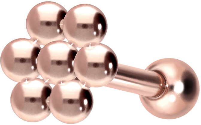 Titanium ear piercing with internal thread SPHERICAL HEXAGON