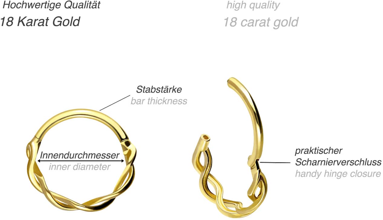 18 Karat Gold Segmentring Clicker DOPPELT GEDREHT