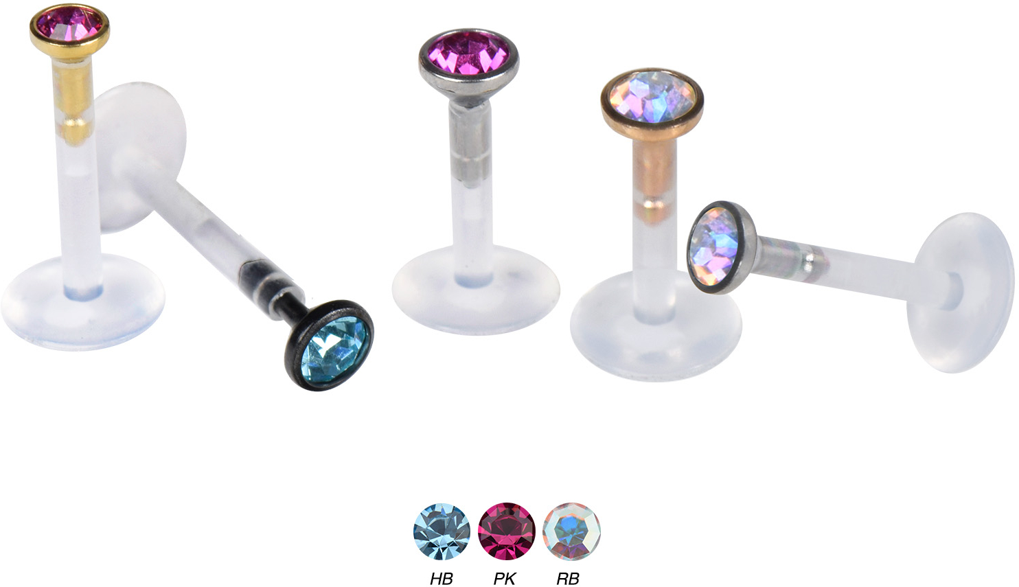 PTFE labret with surgical steel disc crystal - plug in system ++SALE++