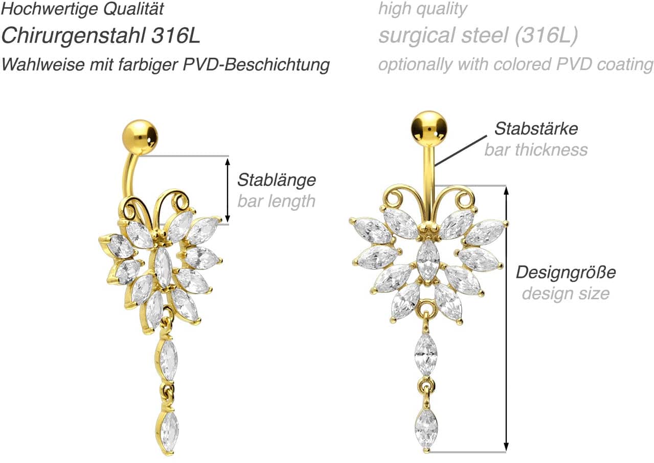 Surgical steel bananabell BIG BUTTERFLY