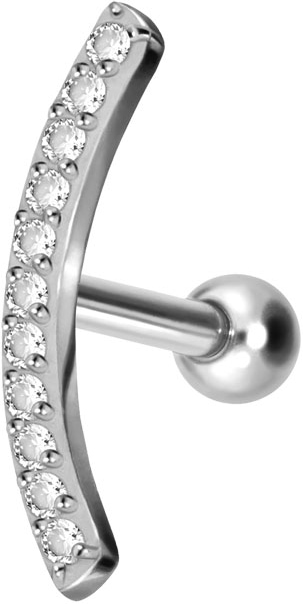 Titanium ear piercing with internal thread CRYSTAL ARCH