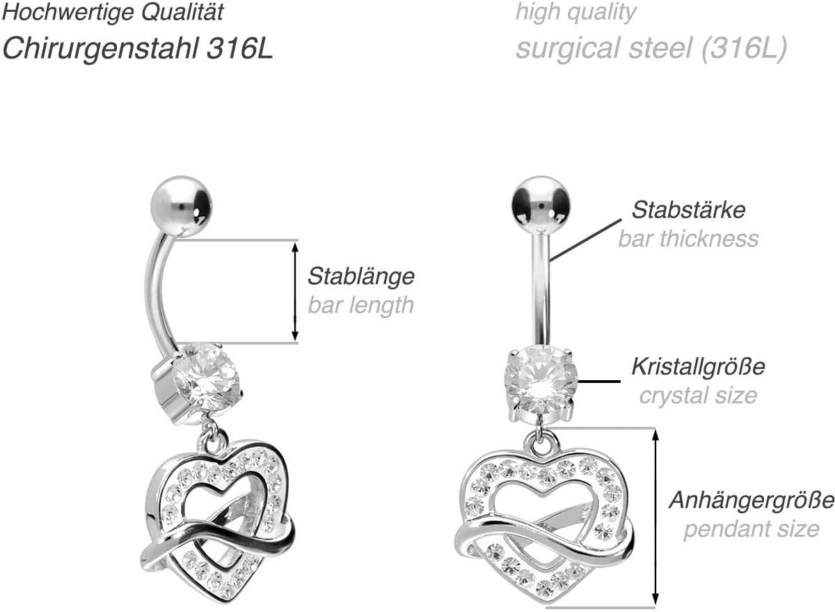 Surgical steel bananabell HEART + INFINITY