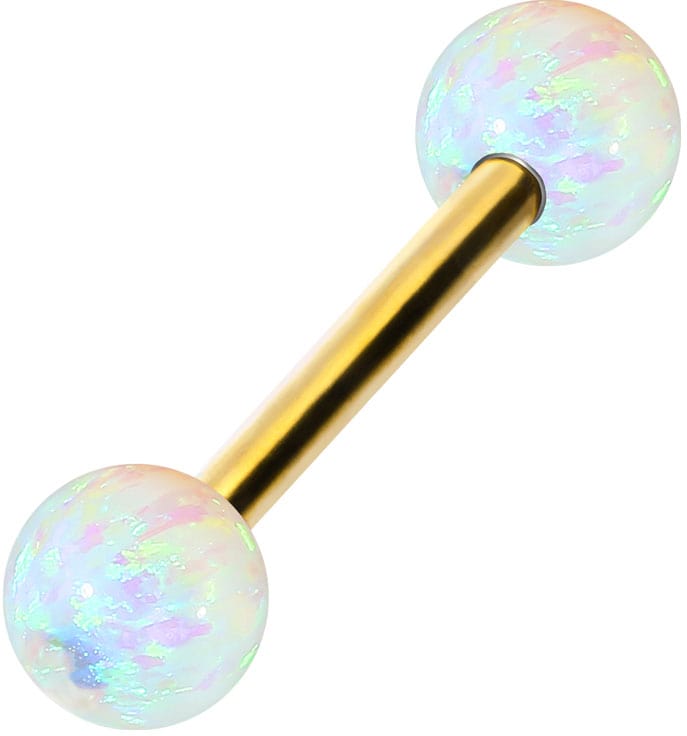 Surgical steel barbell SYNTHETIC OPALS