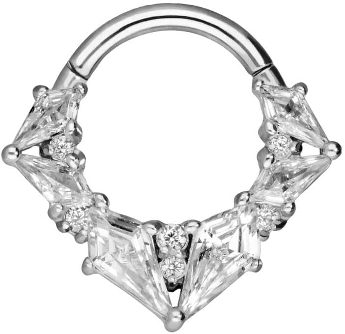 Surgical steel segment ring clicker SETTED CRYSTALS