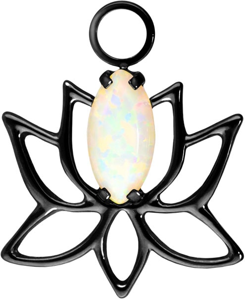 Titanium pendant for clickers LOTUS BLOSSOM + SYNTHETIC OPAL