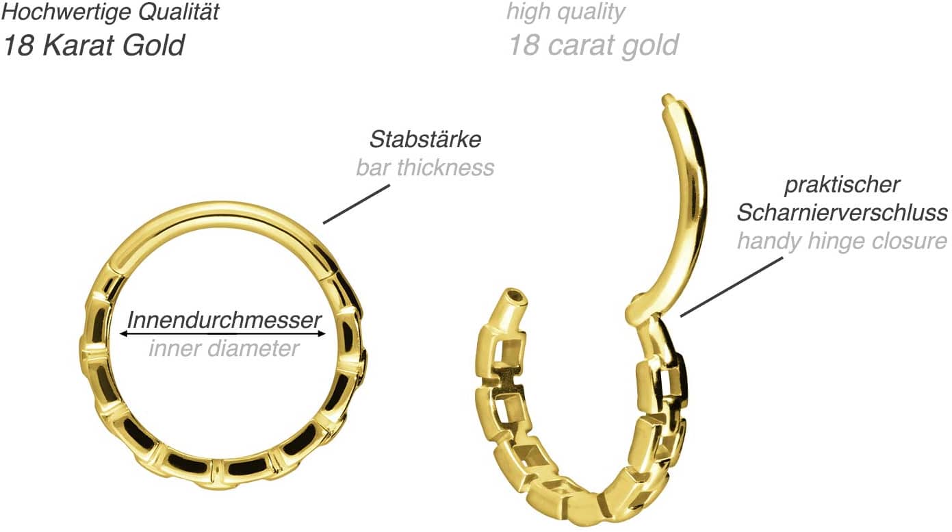 18 carat gold segment ring clicker CHAIN DESIGN